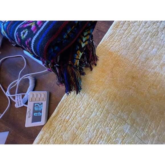 Z&L Womens Tassels Fringe Throw Poncho Shawl Scarf Large Blue Striped - Picture 9 of 10